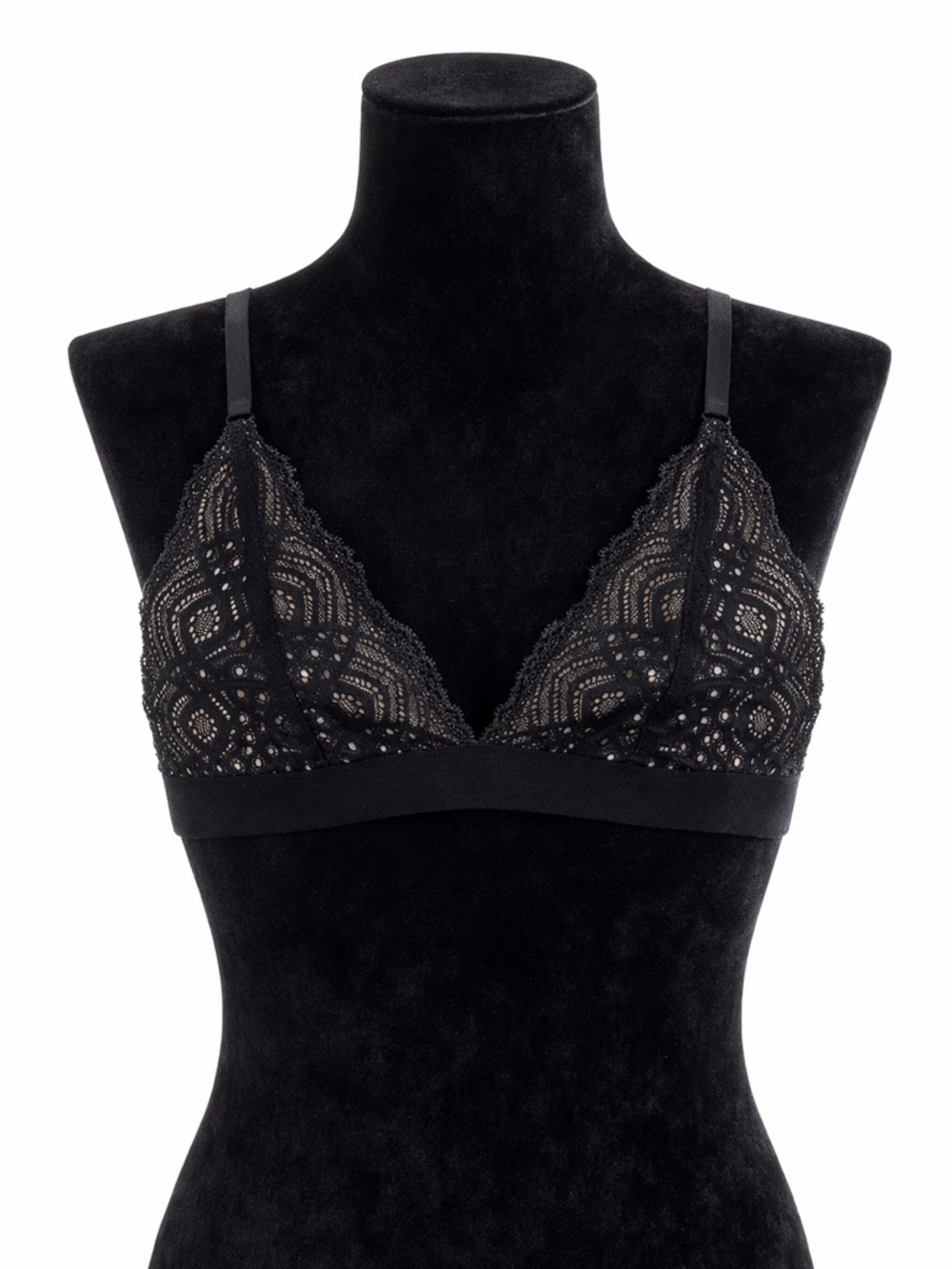 Pepper Lace Triangle Bralette Medium Black Nude Cups New